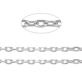 3.28 Feet 304 Stainless Steel Cable Chains, Diamond Cut Chains, Soldered, Faceted, Oval, Stainless Steel Color, 1.5x1x0.3mm