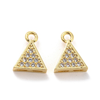 Rack Plating Brass Micro Pave Cubic Zirconia Charms, 
Long-Lasting Plated, Cadmium Free & Lead Free, Triangle, Golden, 9.5x7.5x3mm, Hole: 1.2mm