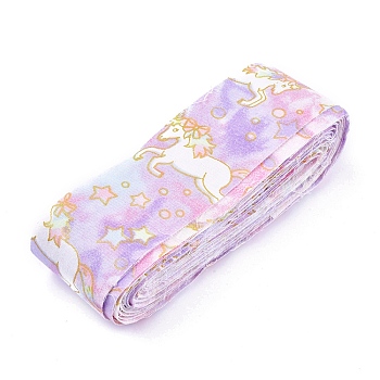 Japanese Kimono Style Floral Cotton Ribbon, Single Printed, for DIY Hair Bow, Headwear, Handmade Trim, Lilac, 1-1/2 inch(40mm), about 10yards/roll(9.14m/roll)