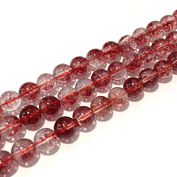 Dyed Round Natural Crackle Quartz Beads Strands, Coral, 4mm, Hole: 1mm, about 47pcs/strand, 7.5 inch