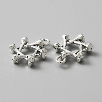 Tibetan Style Alloy Pendants, Star of David Charms, Antique Silver, 25.5x20x6mm, Hole: 3mm