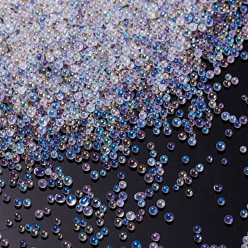3D Nail Art Decoration Mini Glass Beads, AB-Color Plated, Tiny Caviar Nail Beads, Clear, 0.6~0.8mm, 50g/box