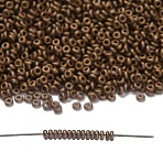 TOHO 11/0 Demi Round Beads, Japanese Seed Beads, (634F) Montana Blue Transparent Gold Luster Matte, 2.2x0.9mm, Hole: 0.8mm, about 78000pcs/pound(450g)(SEED-DR11-0634F)