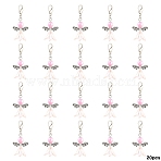 Acrylic Pendant Decorations, with Alloy Lobster Claw Clasps, Angel, Antique Silver & Platinum, Hot Pink, 49mm(HJEW-YW00220-02)