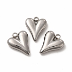 Non-Tarnish 304 Stainless Steel Pendants, Heart Charm, Stainless Steel Color, 15x12x3.5mm, Hole: 1.8mm(X-STAS-A076-13P)
