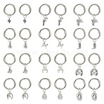 24Pcs 12 Styles Cowboy Theme Mixed Shapes Alloy Shoes Charms, with Spring Gate Rings, Antique Silver, 45~52mm, 2pcs/style(HJEW-CJ00041)