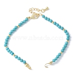 Synthetic Turquoise Faceted Round Beaded Bracelet Making, with Brass Lobster Claw Clasps and Extender Chains, Rack Plating, Long-Lasting Plated, Cadmium Free & Lead Free, Real 18K Gold Plated, 6-7/8 inch(17.5cm), Hole: 2.5x2mm(KK-F892-28G)