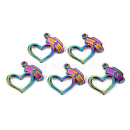 Alloy Pendants, Cadmium Free & Nickel Free & Lead Free, Heart with Nurse Cap, Rainbow Color, 21x23x2mm, Hole: 1.5mm(PALLOY-S180-117-NR)