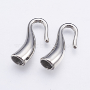 304 Stainless Steel Hook
 Clasps, Stainless Steel Color, 20x10x6mm, Hole: 4mm(STAS-E428-01P)