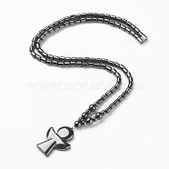 Non-magnetic Synthetic Hematite Pendant Necklaces, with Magnetic Clasps, Angel, 20.4 inch(52cm)(NJEW-G290-18)