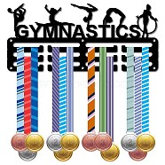 Sports Theme Iron Medal Hanger Holder Display Wall Rack, with Screws, Gymnastics Pattern, 130x290mm(ODIS-WH0055-009)