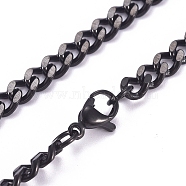 Men's 304 Stainless Steel Cuban Link Chain Necklaces, with Lobster Claw Clasps, Gunmetal, 24.4 inch(62cm), 6x4.2x2mm(X-NJEW-G340-07B)