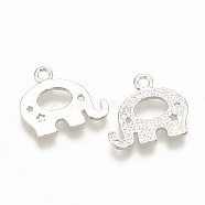 Brass Charms, Elephant, Nickel Free, Real Platinum Plated, 11.5x13x1mm, Hole: 1mm(KK-T020-102P)