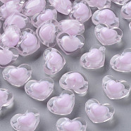 Transparent Acrylic Beads, Bead in Bead, Heart, Plum, 13x17x9.5mm, Hole: 2.5mm, about 420pcs/500g(TACR-S152-08A-09)