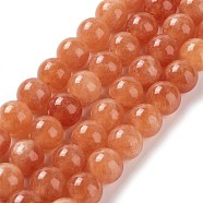 Dyed Natural Malaysia Jade Beads Strands, Round, Coral, 10mm, Hole: 1.2mm, about 19pcs/strand, 7.09 inch(18cm)(G-G021-02C-12)