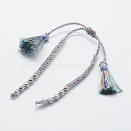 Braided Nylon Cord for DIY Bracelet Making, with 304 Stainless Steel Findings, Colorful, 6 inch~6-3/4 inch(150~170mm)x1~5x1~2mm(MAK-K013-K01)