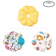Cloth Needle Pin Cushions, with Cotton and Rubber, Flower, Mixed Color, 89x34mm, 86x33mm, 89x34mm, 3pcs/set(TOOL-PH0016-23)