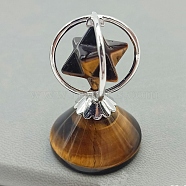 The Merkaba Star Shape Natural Tiger Eye & Metal Figurines, for Home Desktop Decoration, 25x30x42mm(PW-WG68151-04)