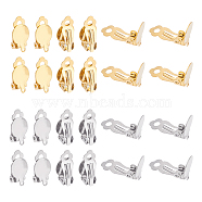 60Pcs 2 Colors 304 Stainless Steel Clip-on Earring Findings, Clip on Earring Pads, Flat Round, Golden & Stainless Steel Color, 18x10x7mm, Hole: 3mm, 30Pcs/color(STAS-UN0041-58)