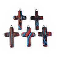 Synthetic Malachite Pendants, Dyed, Cross, Colorful, 32~34x20~22x3~5mm, Hole: 1.5mm(G-Q479-04)
