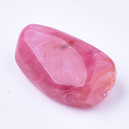 Acrylic Beads, Imitation Gemstone, Nuggets, Hot Pink, 27.5x15x10mm, Hole: 1.5mm, about 170pcs/500g(OACR-S017-30D)