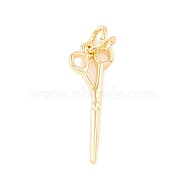 Brass Pendants, with Jump Rings, Cadmium Free & Lead Free, Long-Lasting Plated, Scissors, Real 18K Gold Plated, 20x7x2mm, Hole: 3mm(KK-P217-15G)
