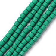 Handmade Polymer Clay Bead Strands, Column, Green, 6.5x6mm, Hole: 1.2mm, about 61pcs/strand, 15.75 inch(40cm)(X-CLAY-ZX006-01-65)