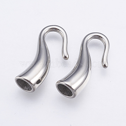 Tarnish Resistant 304 Stainless Steel Hook
 Clasps, Stainless Steel Color, 20x10x6mm, Hole: 4mm(STAS-E428-01P)