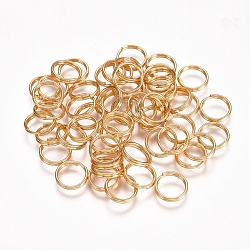 304 Stainless Steel Split Rings, Double Loops Jump Rings, Golden, 8x1.5mm, about 6.5mm inner diameter, Single Wire: 0.75mm(STAS-H413-05G-C)