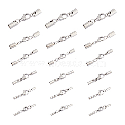 24 Sets 6 Style 304 Stainless Steel Lobster Claw Clasps, with Cord Ends, Stainless Steel Color, Inner: 2~5mm, 26~35mm, 4 sets/style(STAS-UN0044-84)