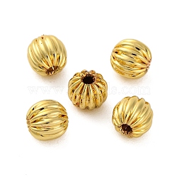 Rack Plating Pumpkin Brass Spacer Beads, Cadmium Free & Lead Free, Long-Lasting Plated, Real 18K Gold Plated, 5mm, Hole: 1.2mm(KK-Z070-35G-02)