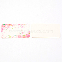 White Cardboard Earring Display Cards, Rectangle with Flower Pattern, Pink, 1-1/8x2 inch(3x5cm)(DIY-WH0209-29)