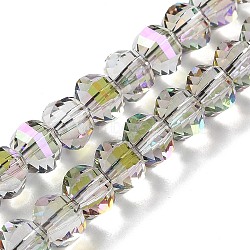 Transparent Electroplate Glass Beads Strands, AB Color Plated, Faceted, Rondelle, Light Grey, 7.8x5.8~6.3mm, Hole: 1.5mm, about 80pcs/strand, 18.31''~19.88''(46.5~50.5cm)(GLAA-Q099-C01-12-1)
