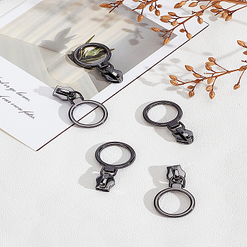 5Pcs Alloy Zipper Silder Pull for Nylon Zips, For Jacket Bag Repair Zipper, Gunmetal, 40mm