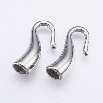 304 Stainless Steel Hook
 Clasps, Stainless Steel Color, 20x10x6mm, Hole: 4mm