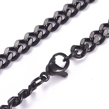 Men's 304 Stainless Steel Cuban Link Chain Necklaces, with Lobster Claw Clasps, Gunmetal, 24.4 inch(62cm), 6x4.2x2mm