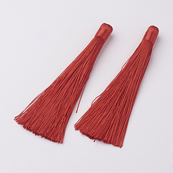 Nylon Tassels Big Pendant Decorations, Red, 120x10mm, Hole: 5mm