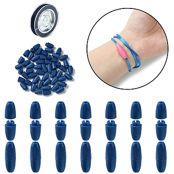 Plastic Breakaway Clasps, with Nylon Thread, Marine Blue, 24x9mm, Hole: 2.5mm