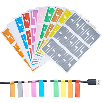Gorgecraft 10Sheet 10 Color Knife P-type Self-adhesive Network Cable Label Paper Color Waterproof, Blank for Wire and Cable Label Printing Sticker, Mixed Color, 29.6x21x0.02cm, 30pcs/sheet, 10 color, 1sheet/color, 10 sheet
