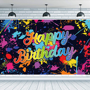 Polyester Hanging Banner Sign, Rectangle with Word, Party Decoration Supplies Celebration Backdrop, Happy Birthday, Word, 1100x1850mm