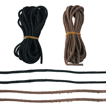 10M 2 Colors Cowhide Cord, Leather Round Rope, with 1Pc Organza Gift Bags with Drawstring, Mixed Color, 3mm, about 5.47 yards(5m)/color