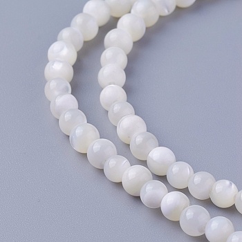 Natural Shell Beads Strands, Round, 3.7~4.5mm, Hole: 0.8mm, about 103pcs/strand, 15.86 inch(40.3cm)