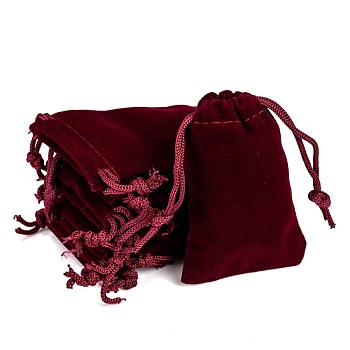 Rectangle Velvet Pouches, Gift Bags, Dark Red, 7x5cm
