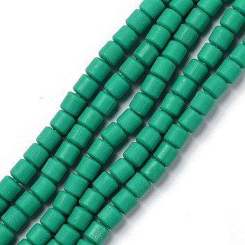 Handmade Polymer Clay Bead Strands, Column, Green, 6.5x6mm, Hole: 1.2mm, about 61pcs/strand, 15.75 inch(40cm)