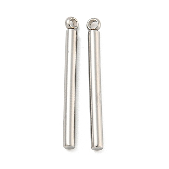 Non-Tarnish 304 Stainless Steel Pendants, Column Bar Charm, Stainless Steel Color, 22x2mm, Hole: 1.2mm