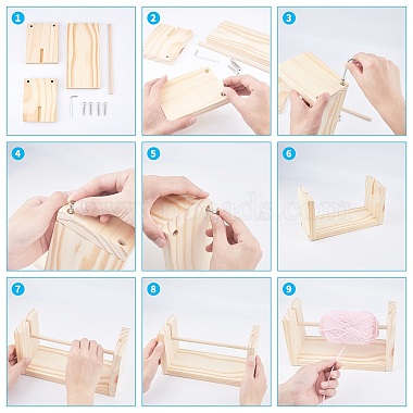 Wooden Weaving Loom Roller Frames(DIY-WH0183-23)-5