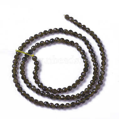 Chapelets de perles en obsidienne dorée naturelle(G-F596-17-3mm)-2