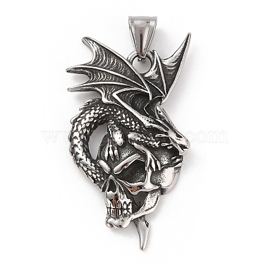 Antique Silver Dragon 304 Stainless Steel Pendants
