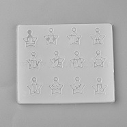 Food Grade Silicone Molds, Resin Casting Molds, For UV Resin, Epoxy Resin Jewelry Making, Star with Twelve Constellations Shape, White, 115x95x5.5mm(DIY-WH0146-32)