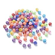 Plating Acrylic Beads, Metal Enlaced, Round, Mixed Color, 7~8x7~8x7~8mm, Hole: 2mm, about 1800pcs/500g(PACR-S188-8mm-M)